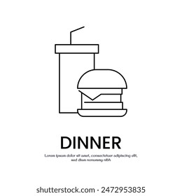 dinner thin outline icon vector design good for web or mobile app