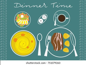 Dinner time. Place mat for snack bars and restaurants