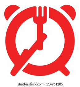 Dinner Time Sign - Fork And Knife As Hands Of Alarm Clock