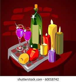 Dinner for two with wine and candles