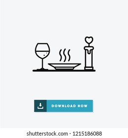 Dinner valentines day vector icon