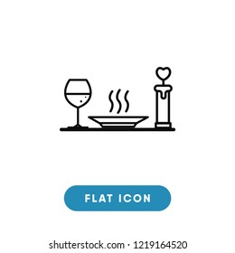 Dinner valentines day vector icon