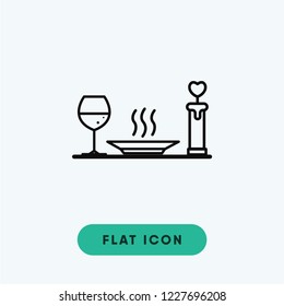Dinner valentines day vector icon