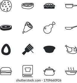 dinner vector icon set such as: product, tasty, graphic, pot, meatballs, stroke, baked, isometric, pans, lettuce, cookbook, animal, art, sesame, italian, web, package, piece, fruit, bone, card, shank