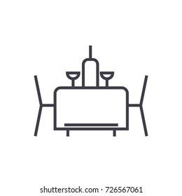 dinner vector line icon, sign, illustration on background, editable strokes