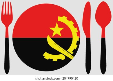 Dinnerware with the flag of Angola