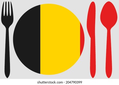 Dinnerware With The Flag Of Belgium