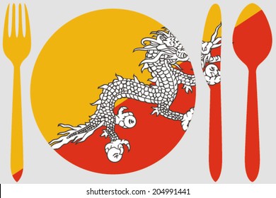 Dinnerware with the flag of Bhutan