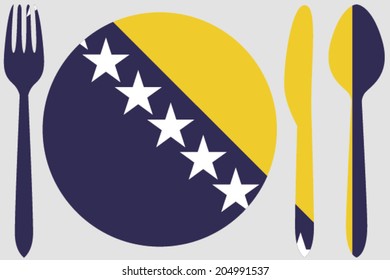 Dinnerware with the flag of Bosnia