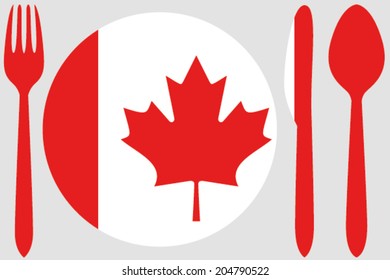 Dinnerware with the flag of Canada