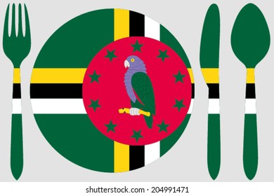 Dinnerware with the flag of Dominica