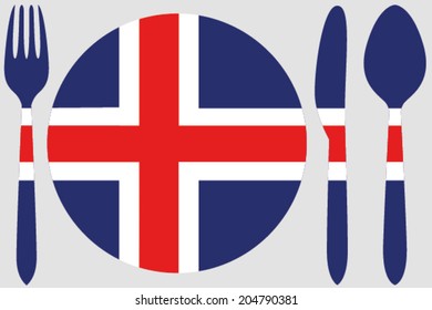 Dinnerware with the flag of Iceland