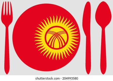Dinnerware with the flag of Kyrghyzstan