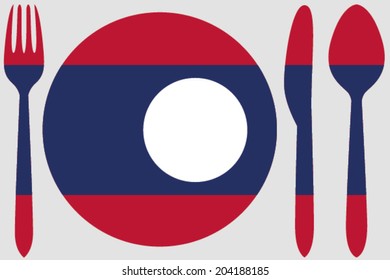 Dinnerware with the flag of Laos