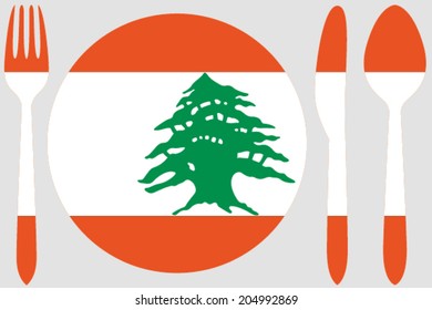 Dinnerware with the flag of Lebanon