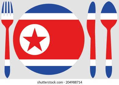 Dinnerware with the flag of North Korea