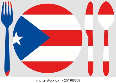 Dinnerware With The Flag Of Puerto Rico