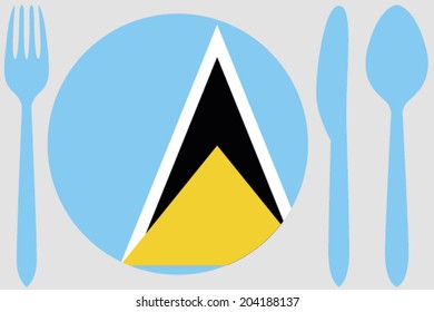 Dinnerware with the flag of Saint Lucia