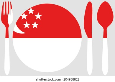 Dinnerware with the flag of Singapore