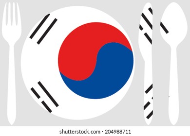 Dinnerware With The Flag Of South Korea