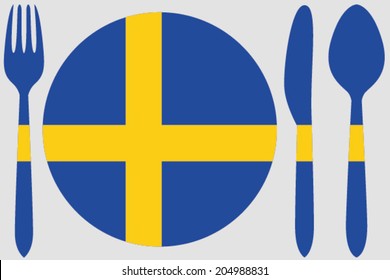 Dinnerware With The Flag Of Sweden