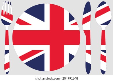 Dinnerware with the flag of United Kingdom