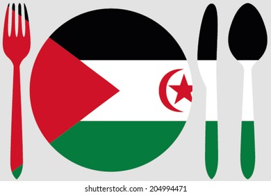 Dinnerware with the flag of Western Sahara