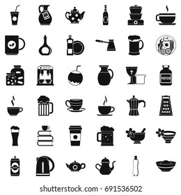 Dinnerware icons set. Simple style of 36 dinnerware vector icons for web isolated on white background