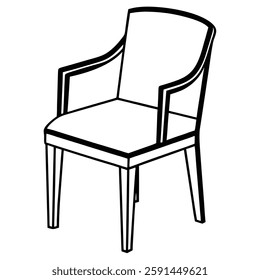 dinning chair line art vector on white background