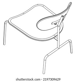 Dinning Easy Chair Simple Outline Drawing, Isolated Vector