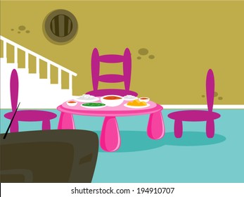Dinning room cartoon vector