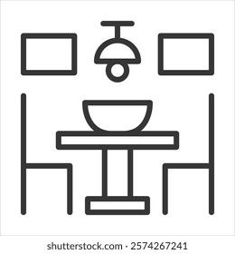 Dinning Room Icon Vector Illustration Outline