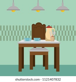 dinning room table kitchen scene