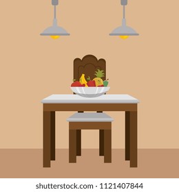 dinning room table kitchen scene