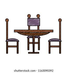 dinning wooden table and chairs scribble