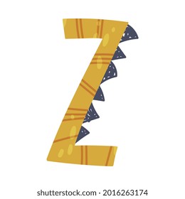 Dino Alphabet Capital Ornamental Letter Z Vector Illustration