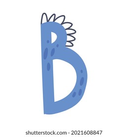 Dino Alphabet Capital Ornamental Letter B Vector Illustration