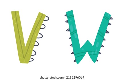Dino Alphabet Capital Ornamental Letter with Horn Vector Set
