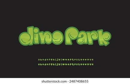 Dino alphabet letters, Funny letter signs for nursery, playground or kindergarten kids vector stock illustration set. Alphabet dinosaur, abc children and toddlers. Lettering typography.