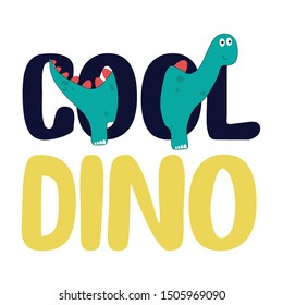 dino animal color text polka tee illustration art vector