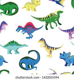 dino animals vector seamless pattern. Concept wallpapers, web design, cards, clothing design