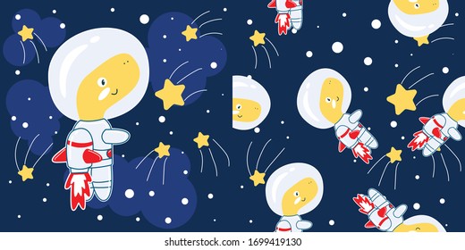 Astronauta dino en el espacio sin fisuras 