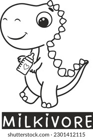 Dino baby milkivore vector cut file for kids t-shirt ideas