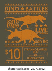 Dino Battles Tshirt Silkscreen Graphic