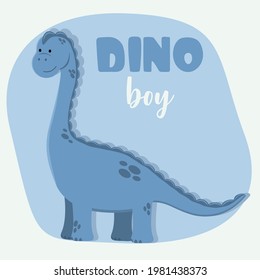 Dino boy. Vector image of a dinosaur. Cute children's character. Flat illustration.
