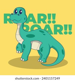 Dino Brachiosaurus cute vector character