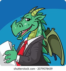 Dino businessman character design. Vector