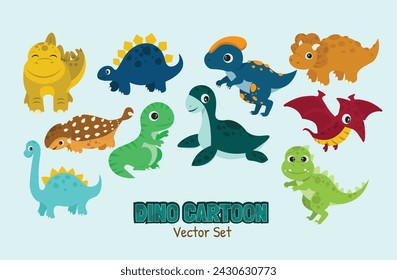 Dino Cartoon Illustration Vector Set