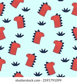 Dino cartoon seamless pattern illustration