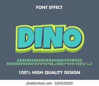 Dino Cartoon Text Effect For Cartoon Game Title, Sticker and T-Shirt. Premium Vector